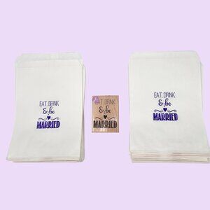 214 Stampd Eat Drink & Be Married Favor Treat Cookie Bags Wood Stamp Lot Wedding